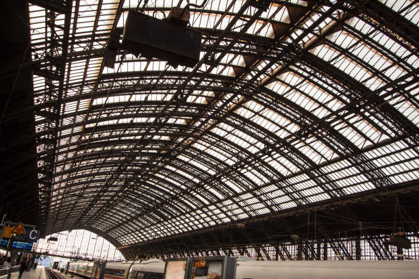 istock Metal ceiling structure of a train station 1154603597