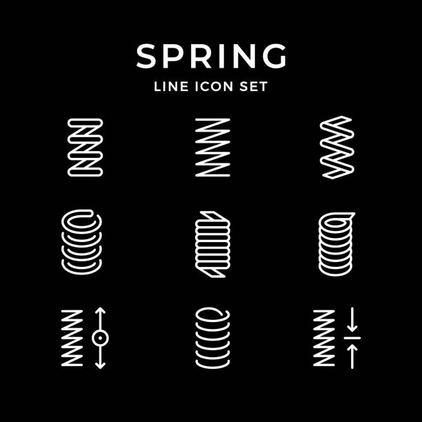スプリングのラインアイコンを設定する - springs spiral flexibility metal点のイラスト素材／クリップアート素材／マンガ素材／アイコン素材