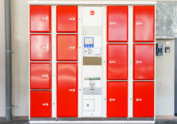 istock Lockers cabinets at a railway station, Switzerland 1154604950