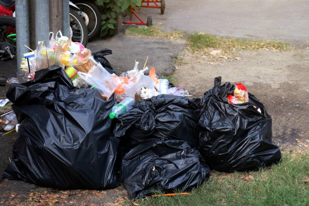 istock Pile of Garbage plastic black and trash bag waste many on the floor, pollution trash, Plastic Waste and Bag Foam tray Garbage many on floor, Waste plastic 1154606528
