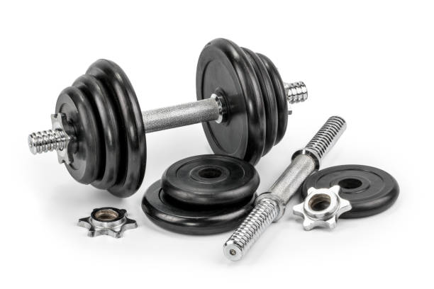 istock Gym dumbbells isolated white background 1154607619