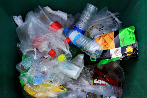 istock Top view bin, Garbage many trash pile of waste plastic bag and bottle, Waste plastic many 1154608658