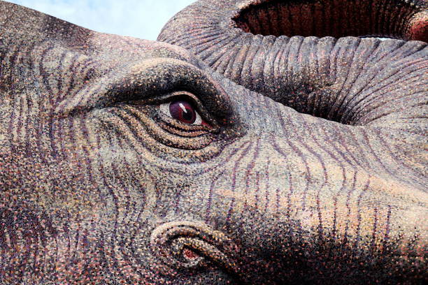 elephant statue, statue of elephant face marble texture close-up