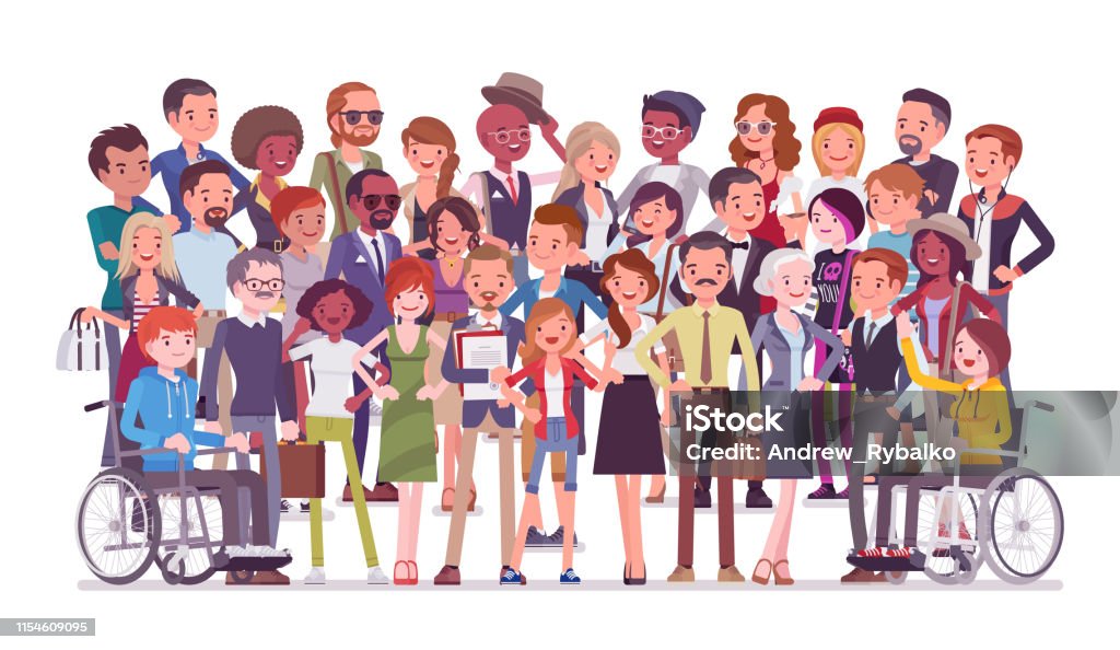 Diverse Group Of People Full Length Portrait Stock Illustration - Download  Image Now - People, Multiracial Group, Characters - iStock