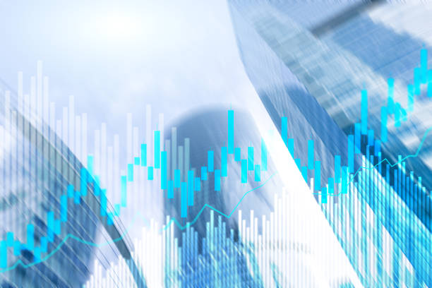 istock Stock trading candlestick chart and diagrams on blurred office center background. 1154609260