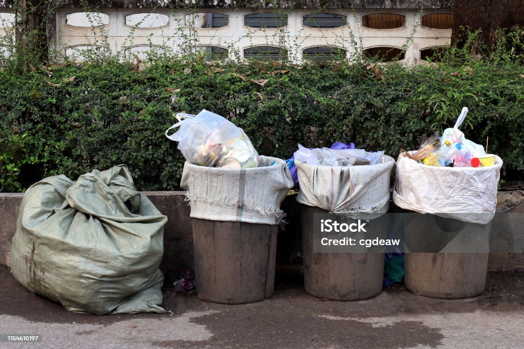 Countryside Garbage Old Bin Trash At Rustic Countryside Wayside Garbage Bin Trash Dirty ...