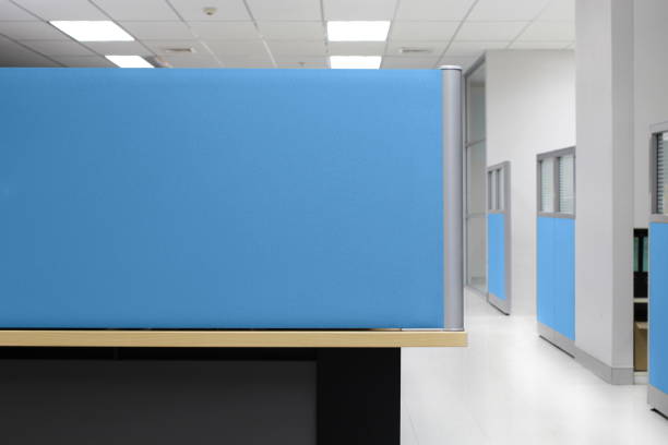 istock Partition, Blue Partition wall Office Cubicle, Partition Quadrilateral Office background 1154612710