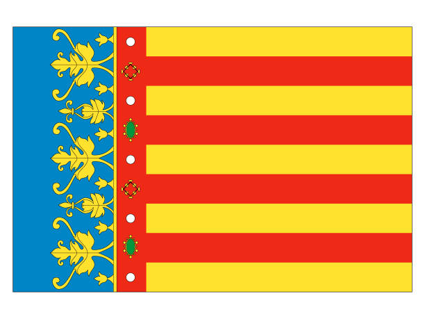 stockillustraties, clipart, cartoons en iconen met vlag van de spaanse stad valencia - gran canaria