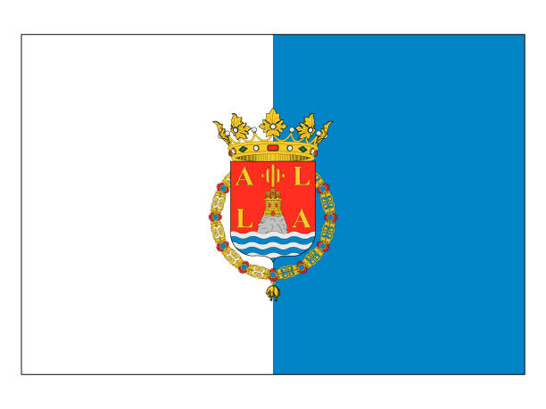 флаг испанского города аликанте - barcelona sevilla stock illustrations