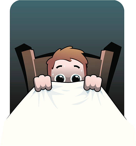 ilustrações de stock, clip art, desenhos animados e ícones de quem tem medo. - bed child fear furniture