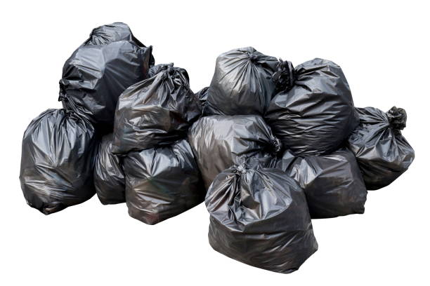 istock waste, black garbage bags plastic pile stack isolated on white background, lots pile of garbage black bags stack 1154617471