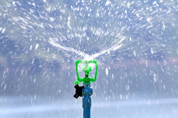 sprinkler water automatic in garden for watering grass