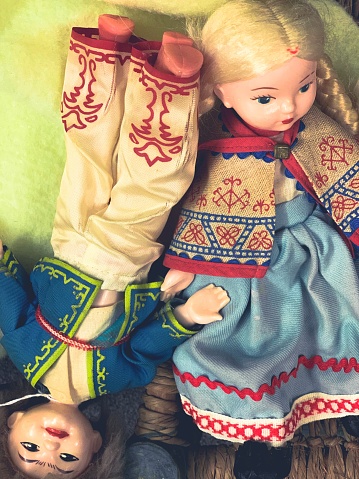 Vintage Dolls Girl and Boy at an Antique Shop