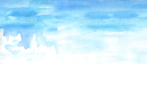 istock Blue sky. Watercolor hand drawn illustration isolated on white background 1154623372
