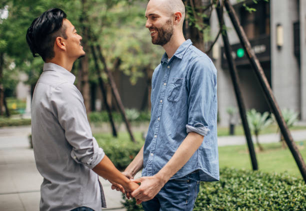istock Happy gay couple holding hands 1154629567