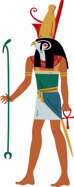 ilustrações, clipart, desenhos animados e ícones de deus de horus do céu e do sol com a cabeça do falcão, símbolo da ilustração egípcia antiga do vetor da cultura - ancient civilization ancient traditional culture vertical