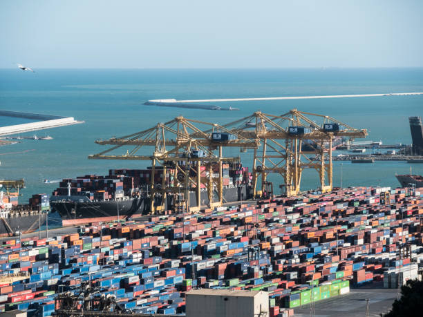 Container Terminal of barcelona stock photo