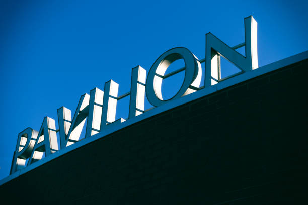istock Modern building sigh with words pavilion 1154635750