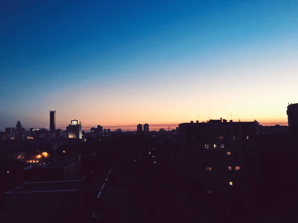 istock City skyscrapers, dawn, sunrise. 1154635795