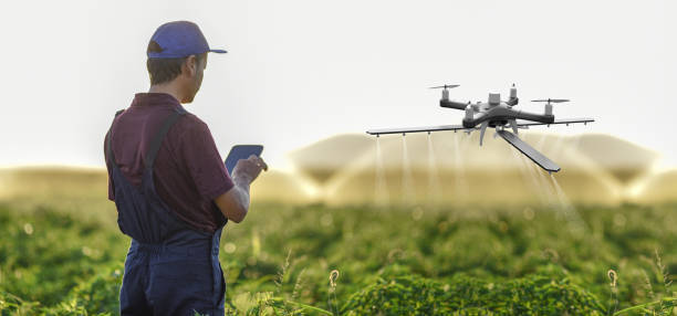 istock Farmer operating smart-farming drone 1154640750