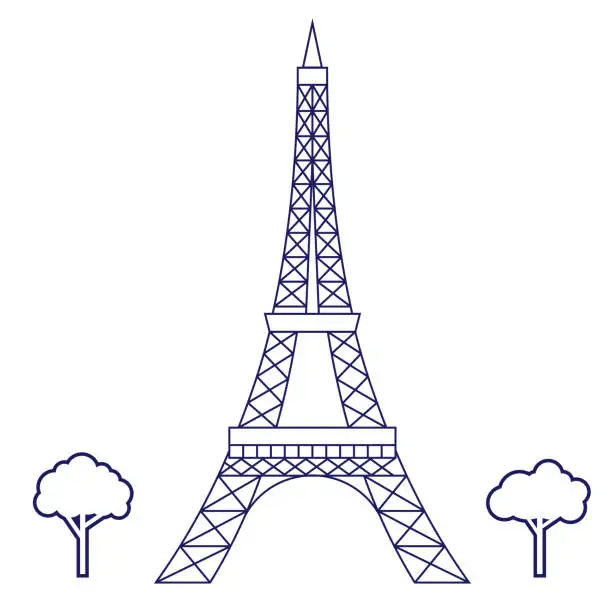 Vector illustration of Eiffel tower geometric illustration isolated on background