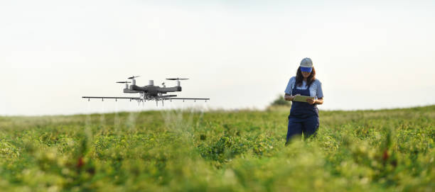 istock Female farmer using a drone to spray her crops 1154642467