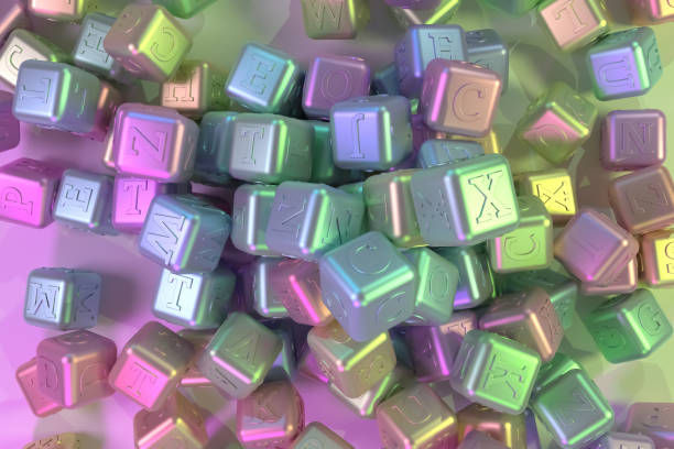 istock Bunch of ABC character symbol or sign. For graphic design or background, typography. 3D render. 1154642652