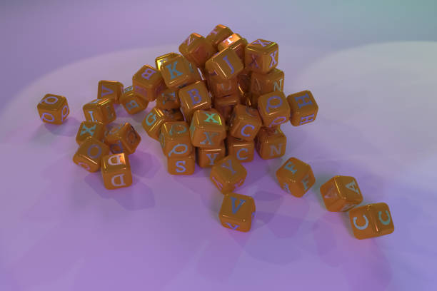 istock Bunch of ABC character symbol or sign. For graphic design or background, typography. 3D render. 1154642691