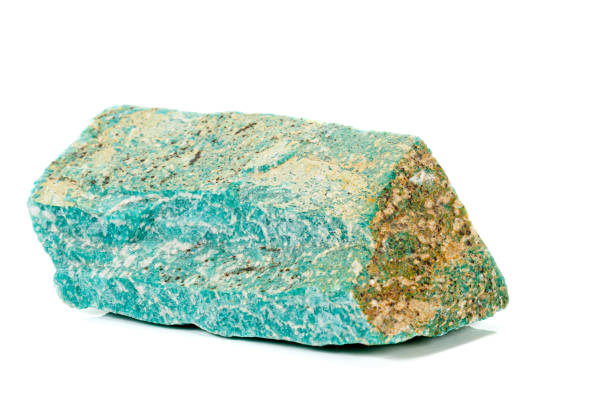 istock Macro of mineral stone amazonite on white background 1154642704