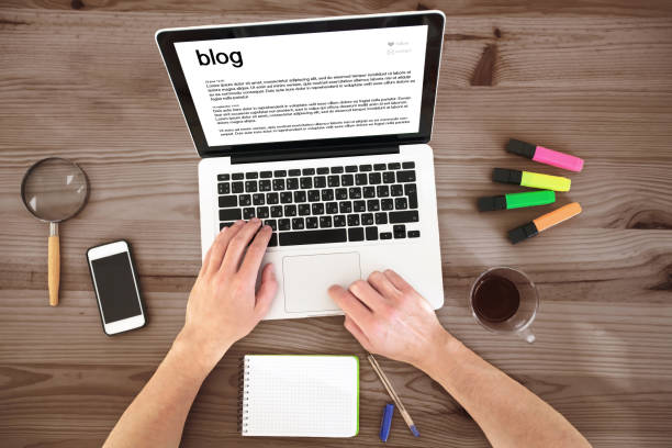 istock blog, blogging online concept on screen of computer 1154652723
