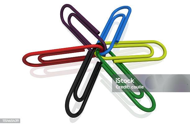 Paper Clips United As One But Still Individual Stock Photo - Download Image Now - Attached, Black Color, Blue