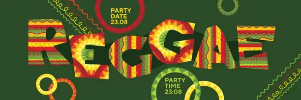 Vector illustration of Reggae music concept horizontal panoramic poster