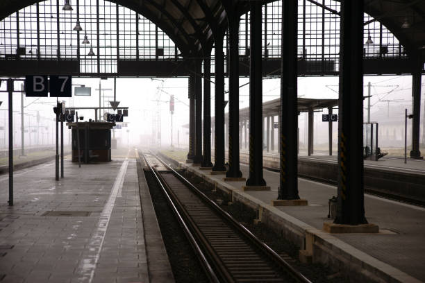 istock Platform in the fog 1154658575