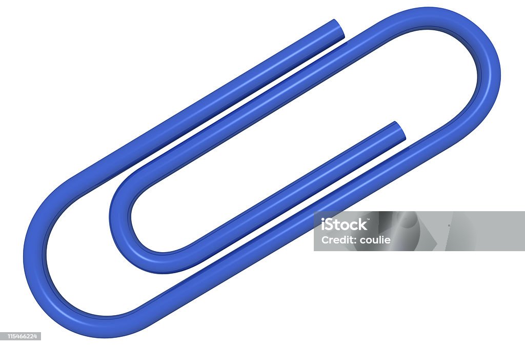 A large blue paperclip on a white background A very large, zoomed in view (directly above) of a paperclip that with the aid of adjusting the hue and saturation, can be easily changed into any other colour.(This is one in a series of paperclip concept images available in my portfolio, please take a look)  Above Stock Photo