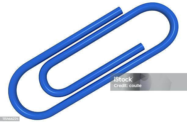 A Large Blue Paperclip On A White Background Stock Photo - Download Image Now - Above, Blue, Clip - Office Supply