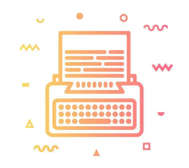 Vector illustration of Typewriter Line Style Icon Design