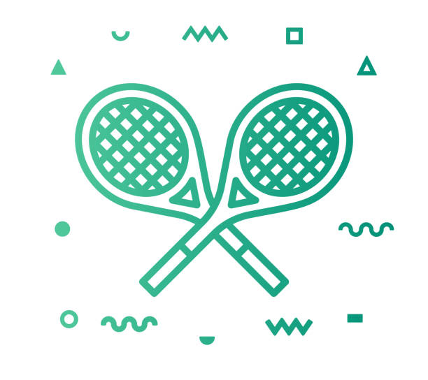 ilustrações, clipart, desenhos animados e ícones de linha projeto do ícone do estilo do tênis - tennis court sport net