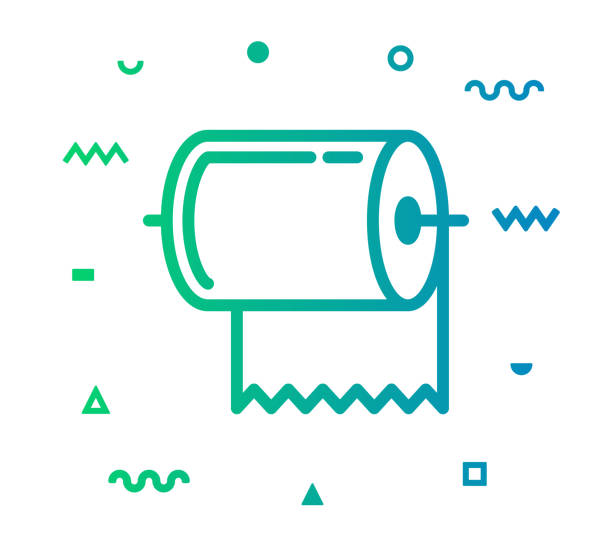 desain ikon gaya garis handuk - sustainable bathroom ilustrasi stok