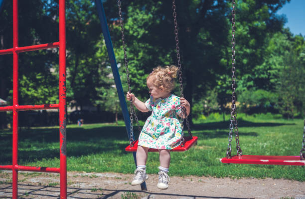istock Baby girl on swing 1154672139