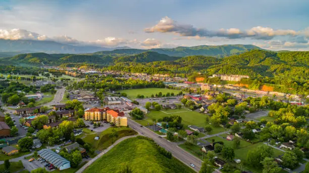 Pigeon Forge and Sevierville Tennessee Drone Aerial.