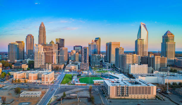 Charlotte North Carolina NC Drone Skyline Aerial Charlotte North Carolina NC Drone Skyline Aerial. charlotte nc stock pictures, royalty-free photos & images