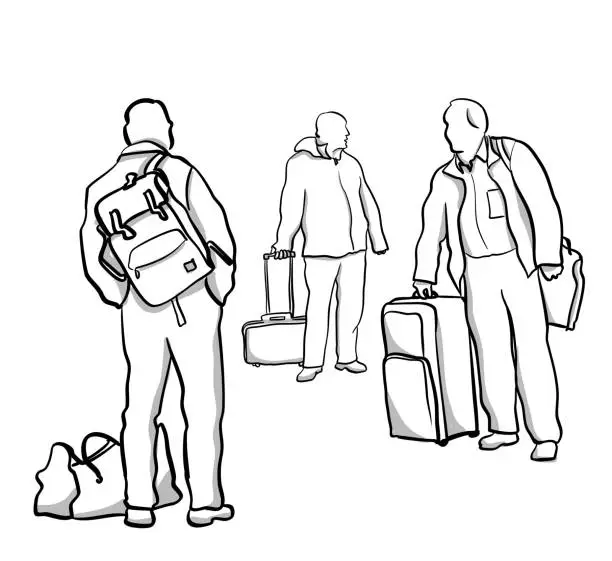 Vector illustration of Business Travel Male Passengers