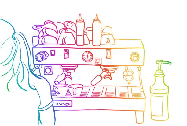 Vector illustration of Commercial Grade Espresso Machine Rainbow
