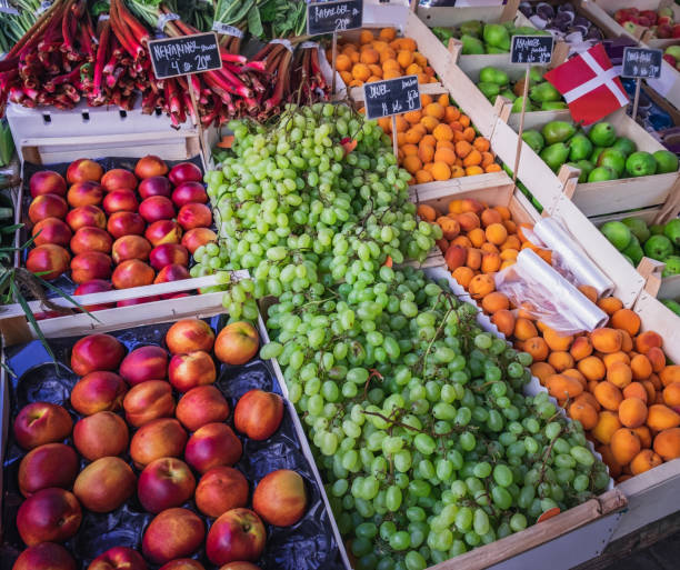 Outdoor street market in Copenhagen, Denmark