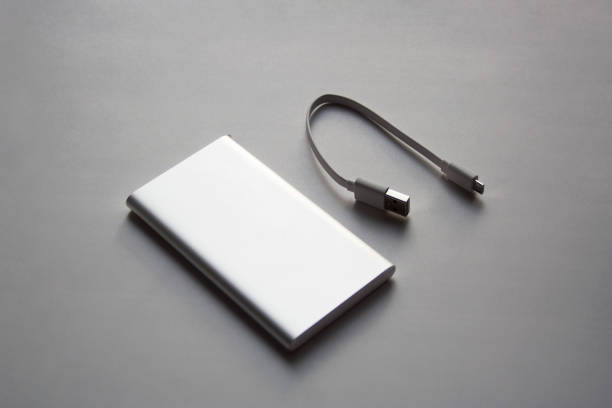 Portable aluminum power bank with USB cable