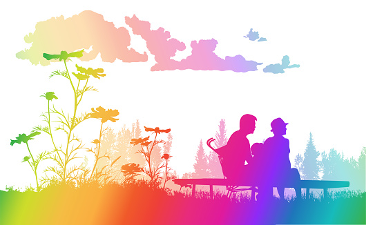 Low Angle Family And Flowers Rainbow Stock Illustration - Download Image  Now - Nature, Family, Illustration - iStock