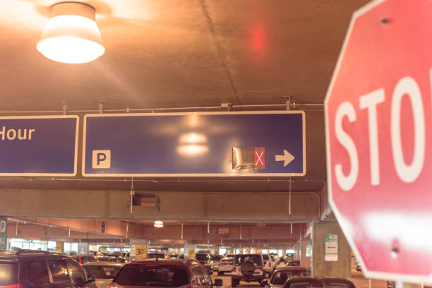 istock No parking spot available LED notification at American airport garage 1154691742