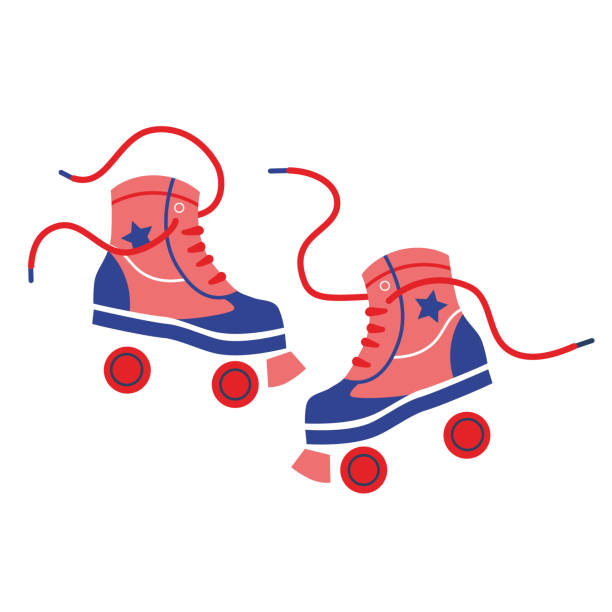 ilustrações, clipart, desenhos animados e ícones de ilustração geométrica do rollerblade isolada no branco - patins em linha