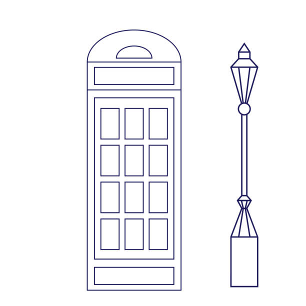 london phonebox geometrische illustration isoliert auf dem hintergrund - telephone cabin london england telephone booth stock-grafiken, -clipart, -cartoons und -symbole