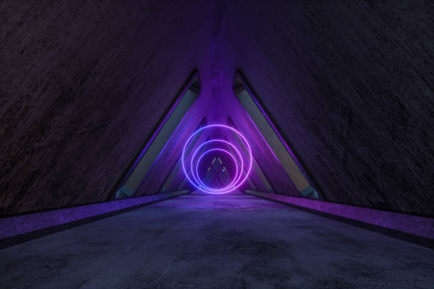 istock Fantasy concrete tunnel building, triangle tunnel. 3d rendering. 1154693547